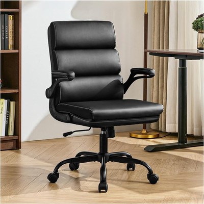 Office Chair Adjustable Desk Mid Back Executive Small, Black 