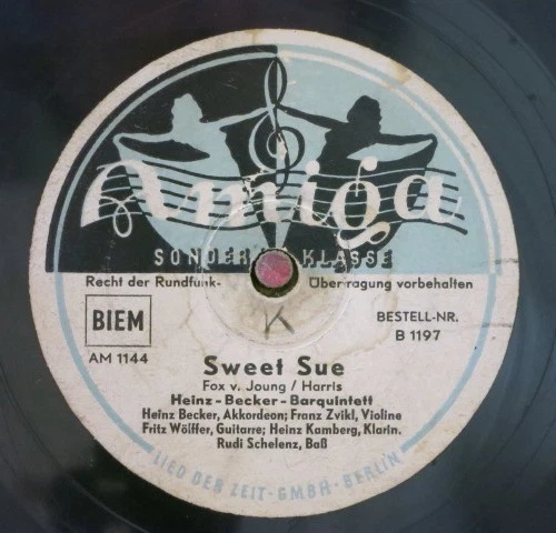 Heinz Becker Barquintett 78 RPM / Sweet Sue & Eine Ganze Stunde ... (25-0525-MK) - Bild 2 von 2