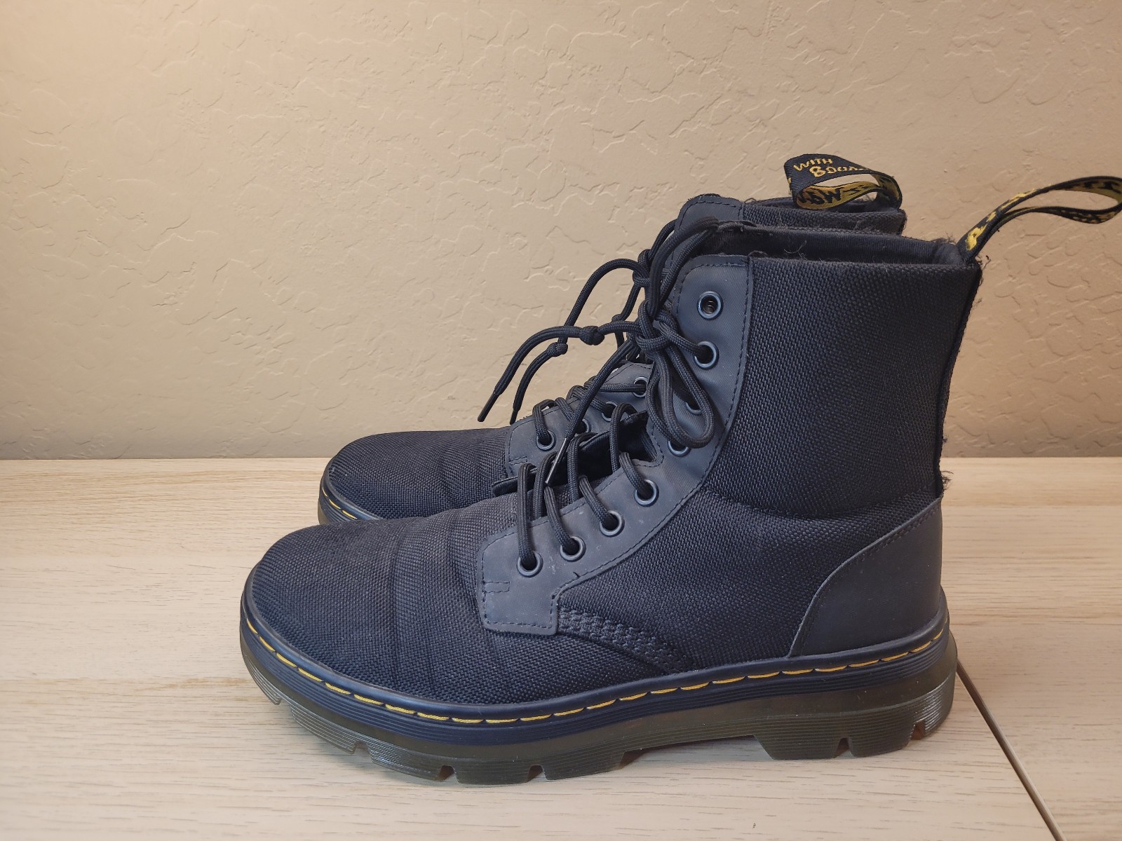 Doc Martens Combs Combat Boots Mens Sz 7 Black Poly Casual Womens Sz 9 thumbnail 2