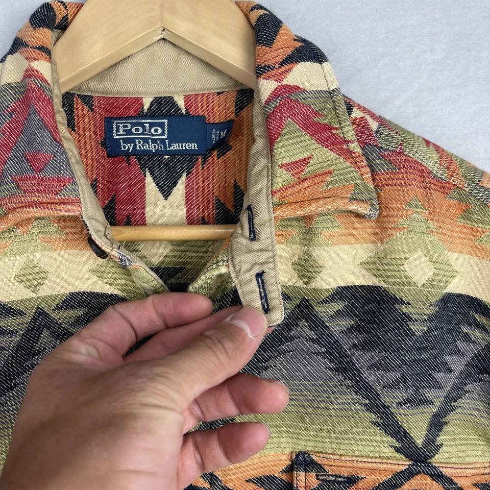 Рубашка мужская Polo Ralph Lauren средний размер вестерн навахо ацтекская жаккардовая саржа ковбойская - Изображение 4 из 4