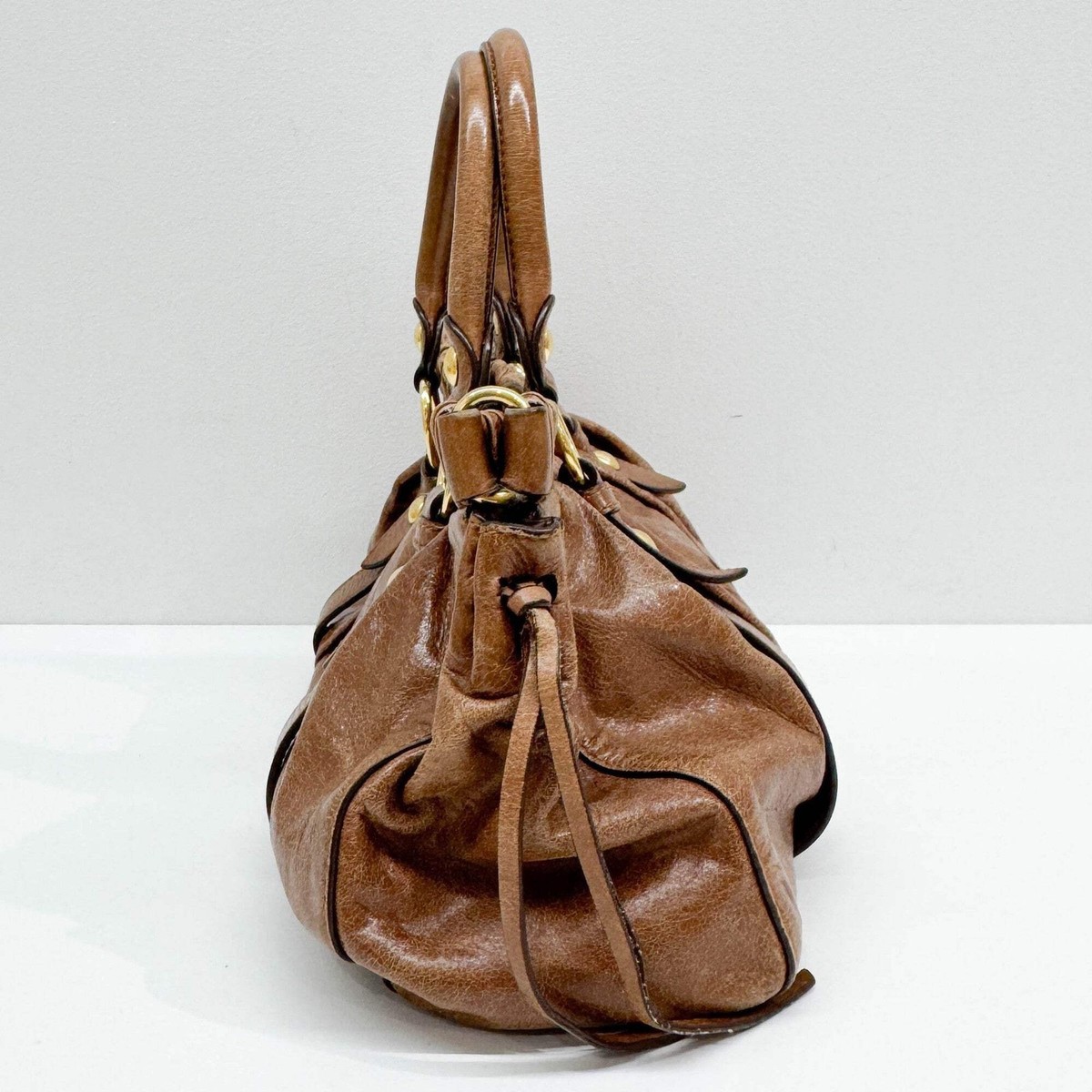 MIU MIU Vitello Brown Leather Two Way Bag | eBay