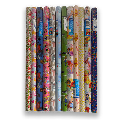 Geschenkpapier 8 16 24 Rollen Kinderpapier Papier Geburtstagpapier ab 1,6 /m2