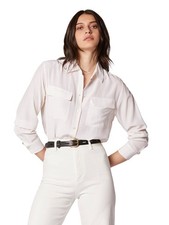 Equipment Women's Long Sleeve Ivory 100% Silk Top/Shirts/Blouse Size M Was $198