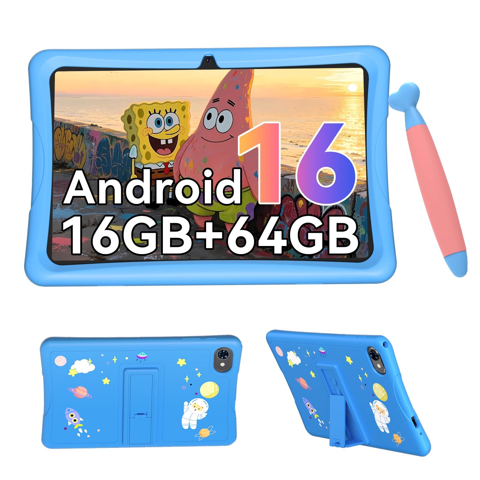 Tablet Bambini 10 Pollici Android 16 Tablet per Bambini 3-12 Anni 16GB RAM(4+12)