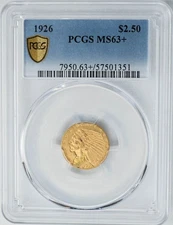 1926 $2 1/2 Gold Indian $2.5 MS63+ Secure PCGS 950373-36