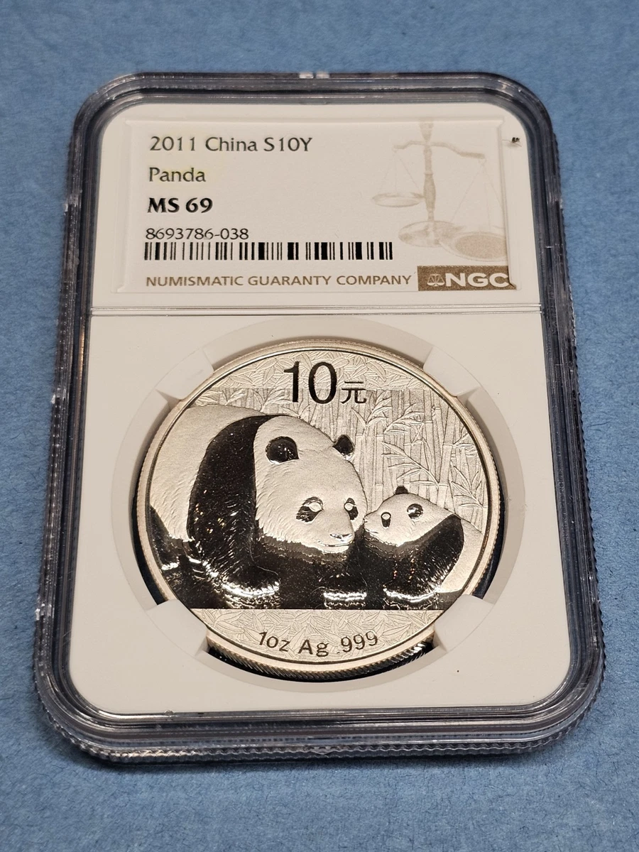 外国銀貨　NGC 中国パンダ　2002年　MS69 Chinese Panda MS 69 Graded Business Silver Bullion Coins 1 oz