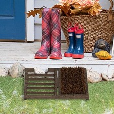 Dark Brown Cast Iron Outdoor Entryway Doormat Shoe Scraper Dirt Cleaner Brush