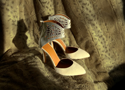 IRO 'Sheath' Size 8 Futuristic Space-Age Stilettos w/ Studded Gladiator Lasercut