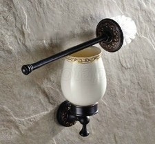 Black Oil Rubbed Bronze Wall Mounted Bathroom Toilet Brush Holder Set Gba477