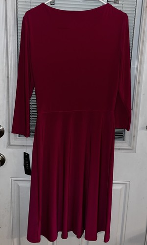 Lauren Ralph Lauren Dress Magenta Pink Rueched 3/4 Sleeve Sz 10 New W/Tags $134 - Picture 7 of 7