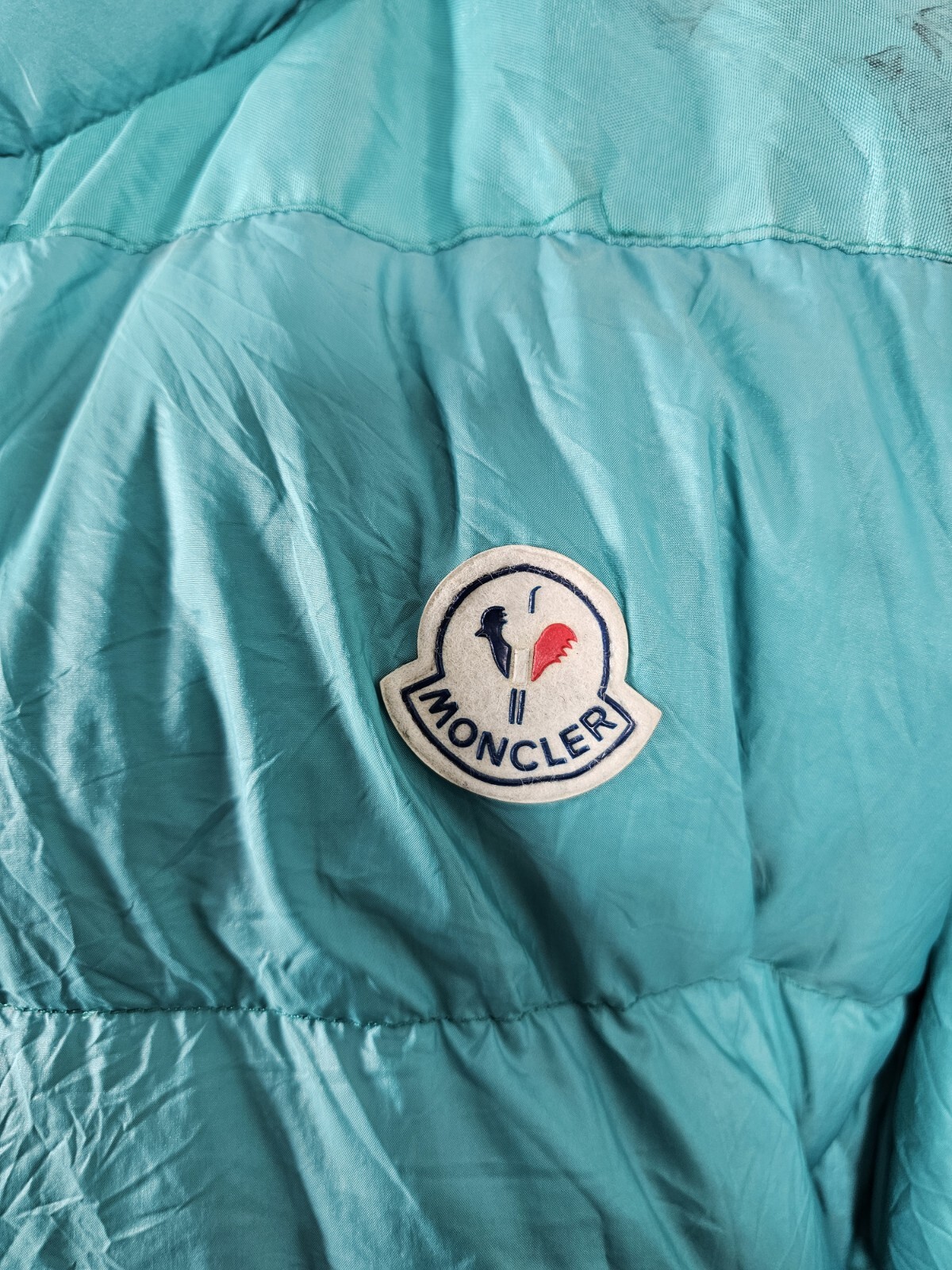 Vintage 70's MONCLER Grenoble Puffer Down Jacket LARGE Green Zip Off Sleeves  thumbnail 2