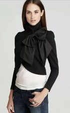 Alice  Olivia Addison Bow Crop Jacket Black Blazer Size S NWOT