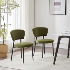 Luxury Dining Chairs Upholstered Dining Room Chair w/ Metal Legs, Set of 2