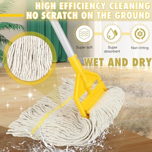 Commercial Mop Heavy Duty Industrial Cotton Mop with Long Handle,Looped