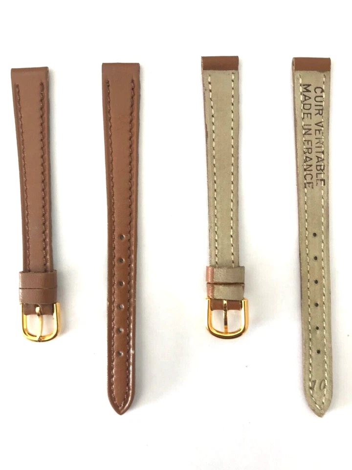 BRACELET MONTRE CUIR VEAU VERITABLE 10 MM MARRON - Photo 1/1