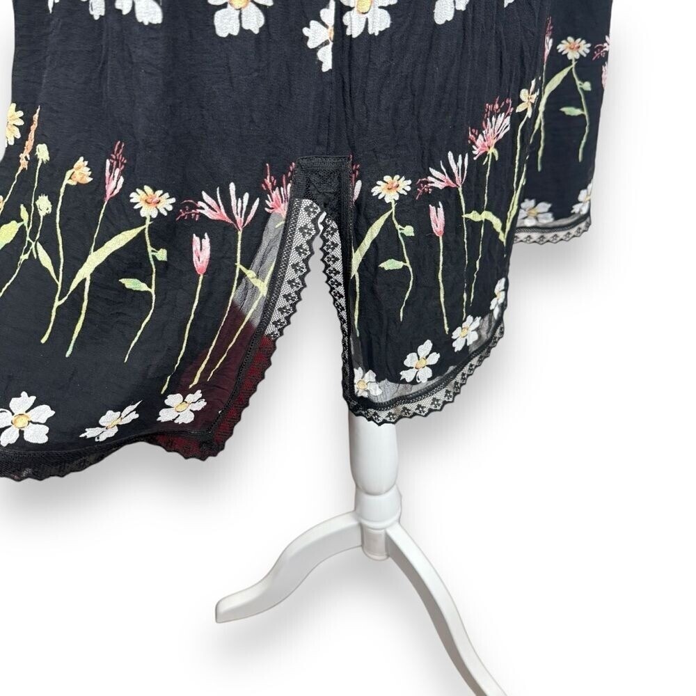 Anna Sui Anthropologie Womens Silk Babydoll Dress Size 6 Floral Whimsigoth Fairy