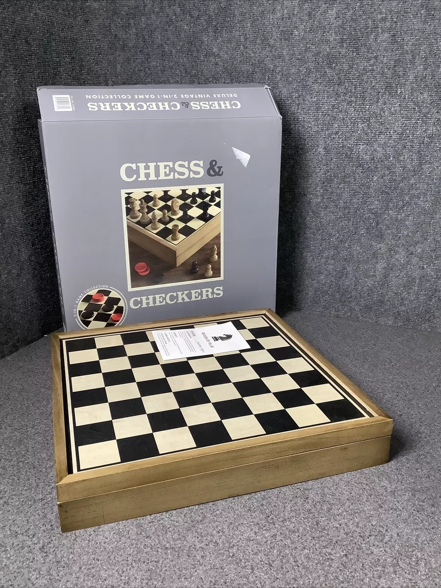 Deluxe Vintage Wood Chess and Checkers Game Set