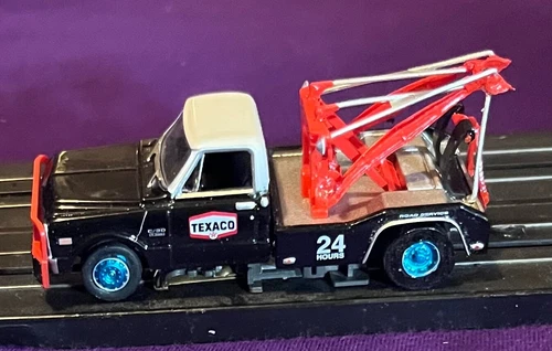 Tyco  Texaco Tow truck,hoslotcar metal,TCRchassisW/guidePin,custom