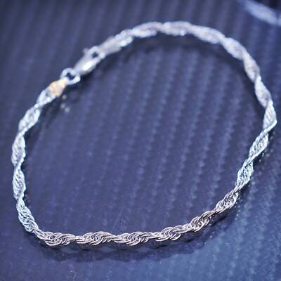 7.25” 4mm, vintage sterling silver 925 handmade rope chain