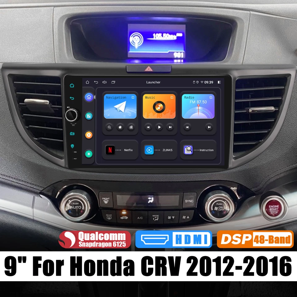 Plug&Play Android Carplay Car Radio 9" Touchscreen for 2012-2016 HONDA CRV CR-V Foto 2 de 4