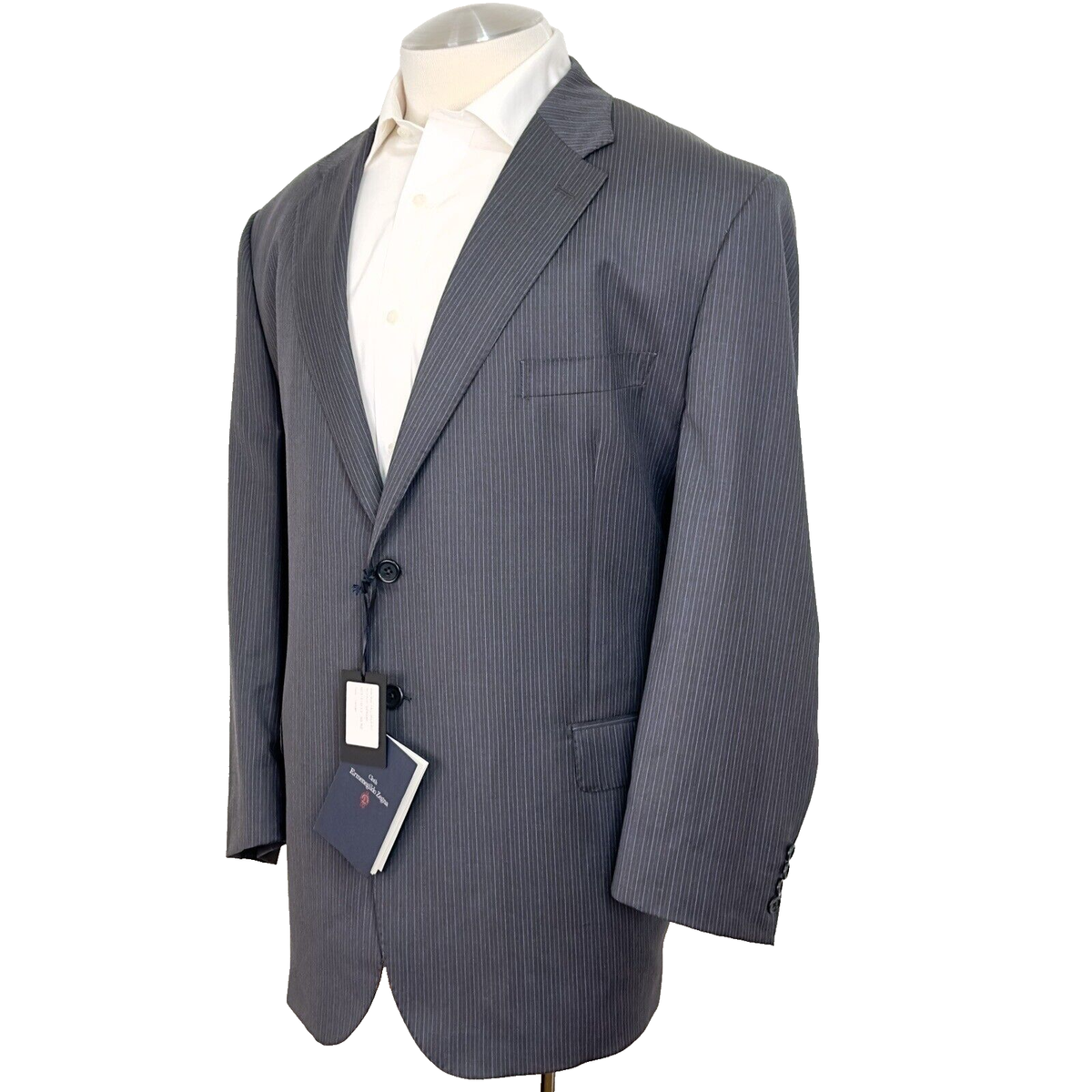 Saks Fifth Avenue Zegna Traveller Cloth Gray Blue Stripe