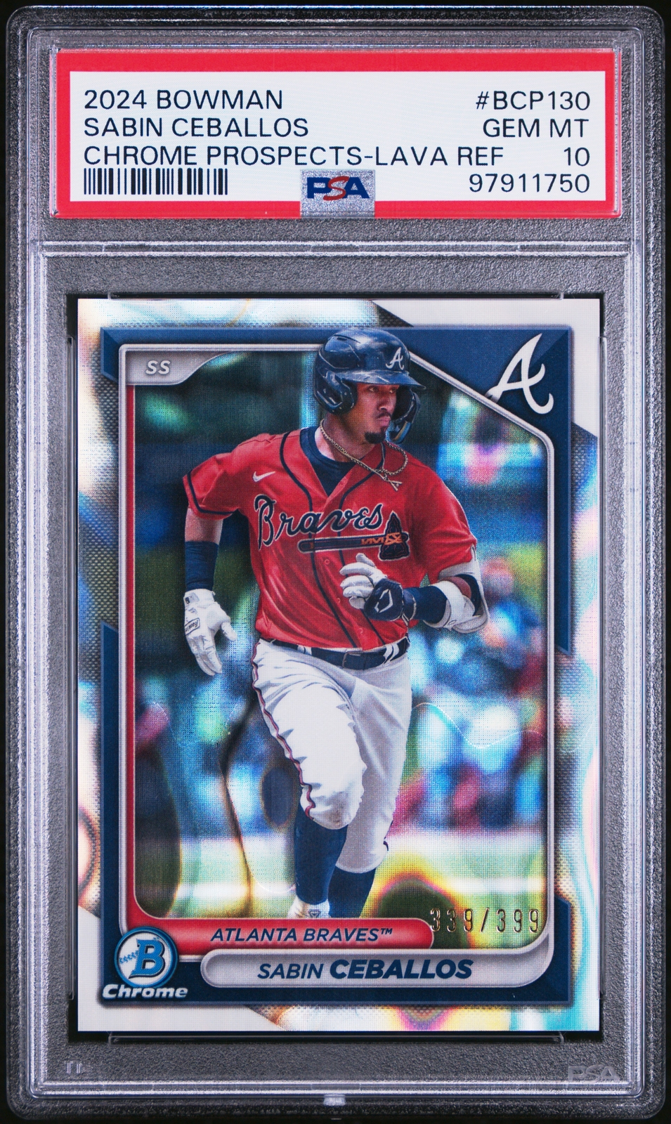 2024 BOWMAN CHROME PROSPECTS #BCP130 SABIN CEBALLOS PSA 10 ROOKIE RC /399 POP 1