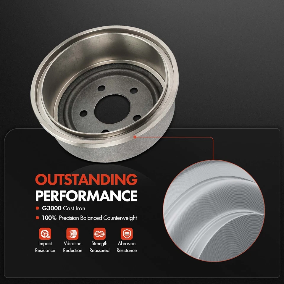 Tambores de freno traseros + zapatas de freno de cerámica para Jeep Cherokee 1990-2001 Comanche TJ Foto 3 de 4