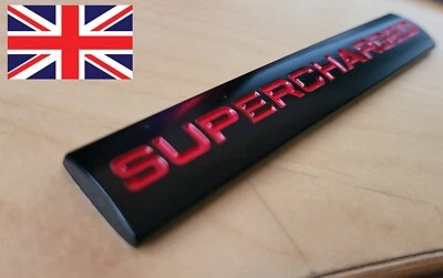 BLACK RED SUPERCHARGED REAR BOOT BADGE