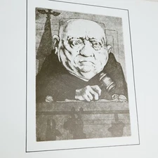 Charles Bragg Vtg Book Plate Print Judge Portrait Law Court Sardonic Humor 80s