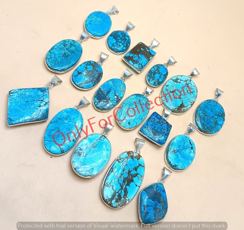 Lotto ciondoli ingrosso placcati argento sterling 925 pietra turchese naturale - Foto 2 di 5