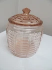 Pink Depression Glass Cookie~Cracker~Biscuit Jar With Lid 7" Tall