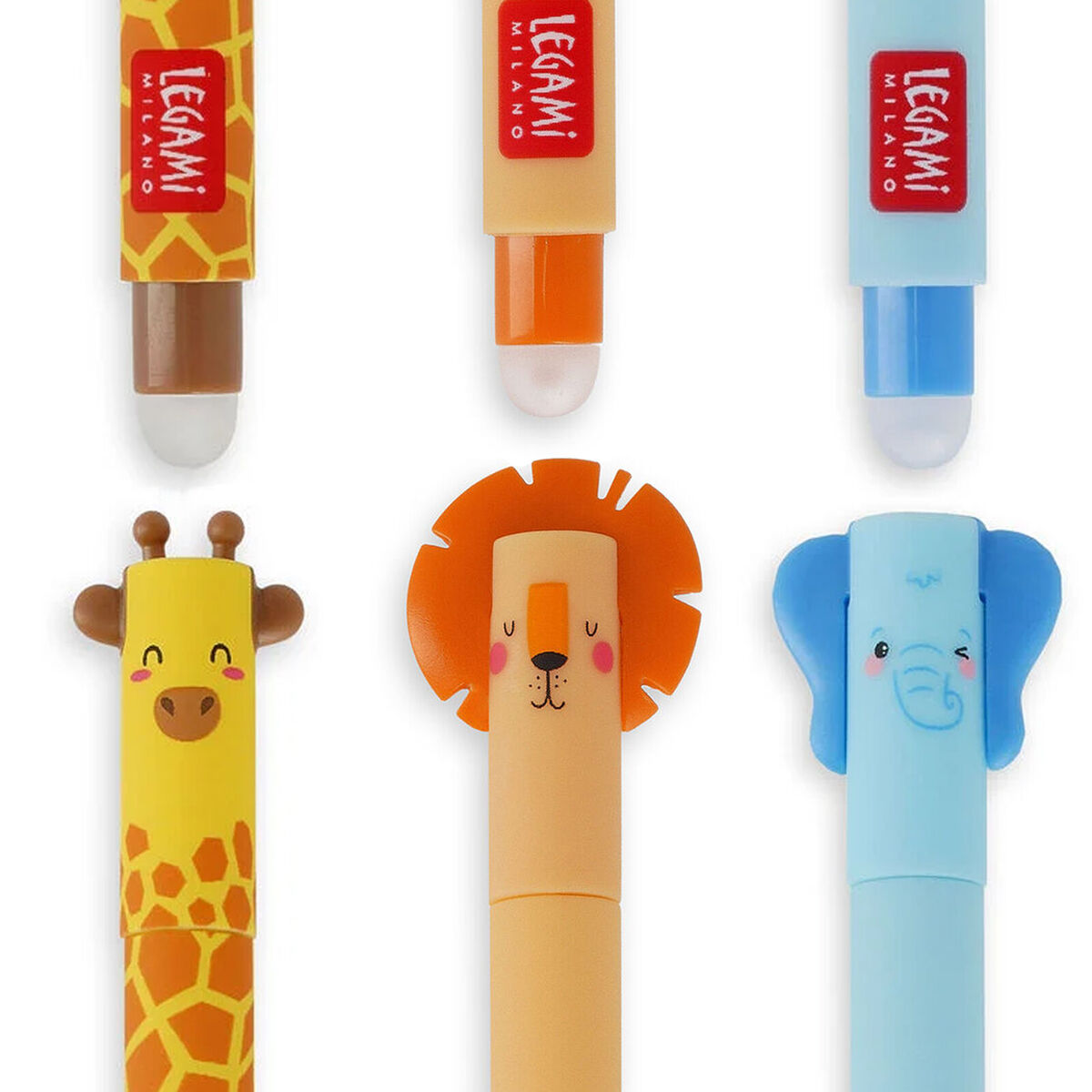 Legami Erasable Pen Kawaii Cute Animal Gel Pens School Stationery -  Savannah Set
