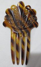 Vintage Art Deco Style Faux Tortoise Shell Lucite Hair Comb Ornate