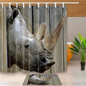 The Rhino Theme Waterproof Fabric Home Decor Shower Curtain Bathroom Mat Ebay