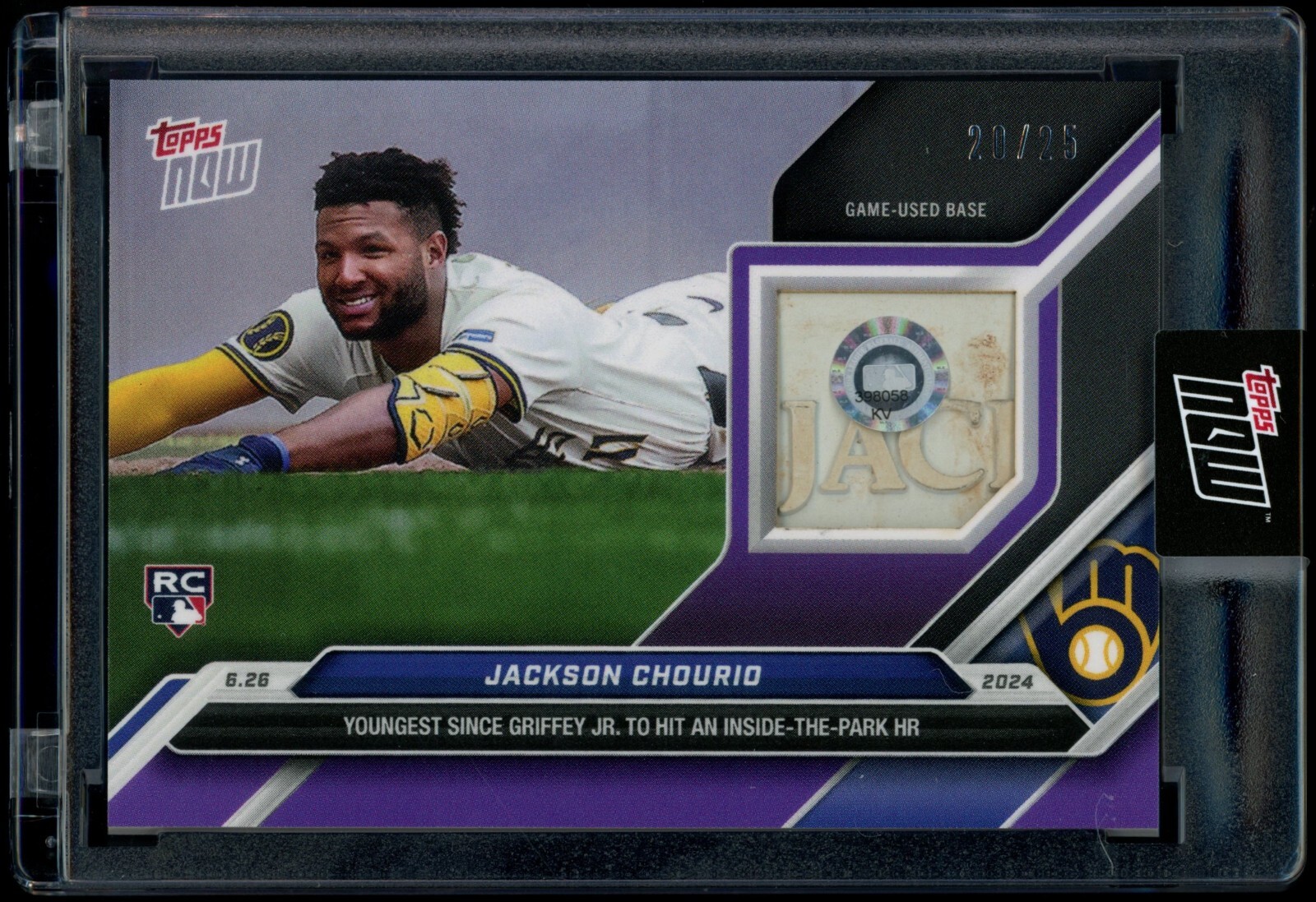 2024 Topps Now Purple #349D - Jackson Chourio 20/25 (RC) Inside The Park Homerun