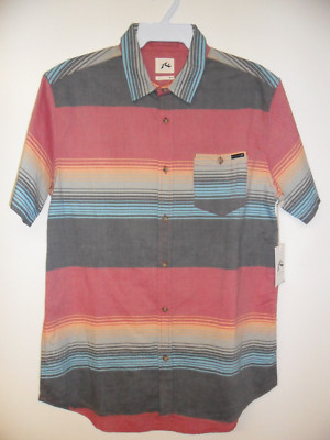 RUSTY Men's S/S Button Shirt BUGLE BOY - BLK - Large - NWT LAST ONE