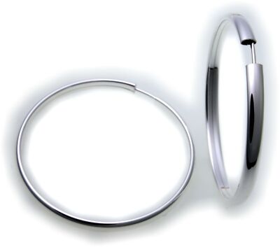 Neu Damen Ohrringe Creolen Silber 925 50 mm halbrunde Form 4x2mm Sterlingsilber 