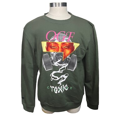 Original Fable Toxic Culture Men Green Graphic Print Crew Sweatshirt Sz 2XL NWT