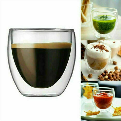 Double Walled Insulated Glasses Thermal Coffee Tea Cups Glass Mug Party Supply - Picture 10 of 17