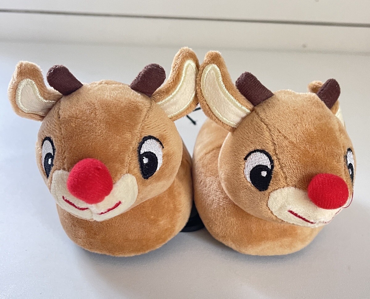 Rudolph Toddler Christmas Slippers The Red Nosed Reindeer Brown