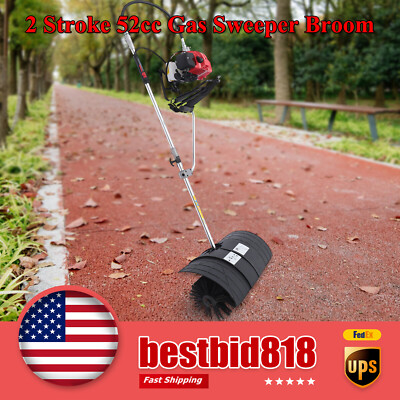 52cc 2 Stroke Gas Sweeper Broom Artificial Turf Grass Clean Backpack Sweeper