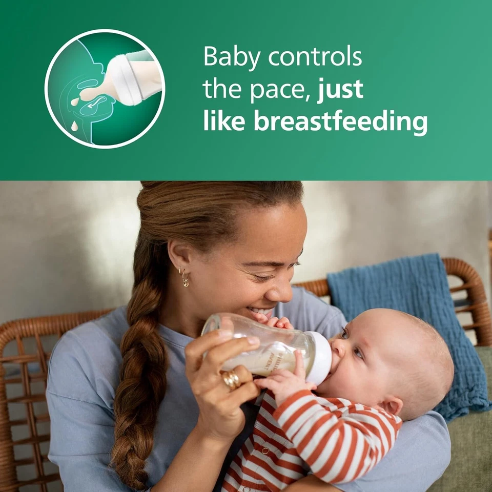 Biberones de vidrio natural Philips sin BPA 8 oz con pezones anticólicos - Paquete de 4 Foto 4 de 4