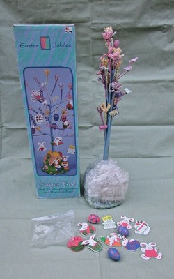 1999 Jaimy Design Easter Jubilee  18'' Easter Tree with 12 wood ornaments NEW 