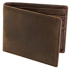 Top Grain Leather Wallet for Men RFID Blocking Extra Capacity Bifold Brown