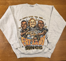VINTAGE Pittsburg Steelers Sweatshirt Mens Large Gray Caricature Fat Lady 90s