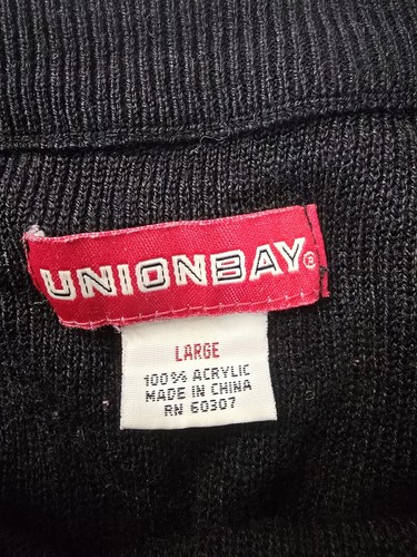 Vintage Union Bay Sweater Black Blue Stripe Long Sleeve Pullover Y2K Streetwear - Picture 3 of 19