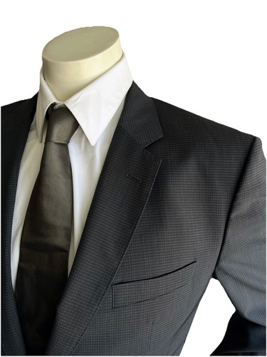 Hugo Boss Super 120s Check Wool Mens 2pc Suit Recent Size 40-42L 34x31.5 - Picture 2 of 19