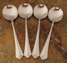 Oneida Juilliard Cube Set 4 Bouillon 6 in Soup Spoons Stainless Flatware Lot P