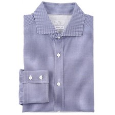 Brunello Cucinelli Trim-Fit Slate Blue and White Check Cotton Dress Shirt XL