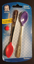 Vintage 2002 Gerber Toddler Spoons Soft Silicone Tip Multicolor 2 Pack NIP